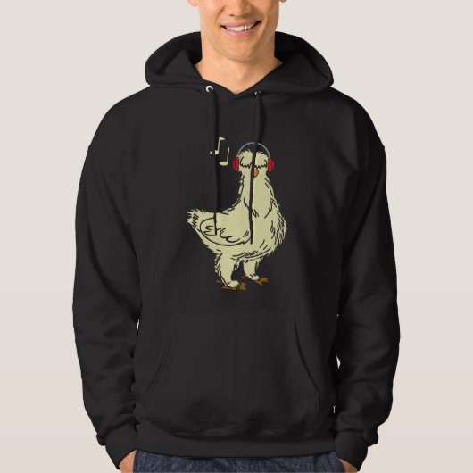 Silkie Chicken Wearing Headphone Hoodie (Voorkant)