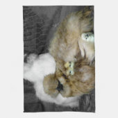 Silkie Hens met kippen die uit veren pieken Theedoek (Verticaal)