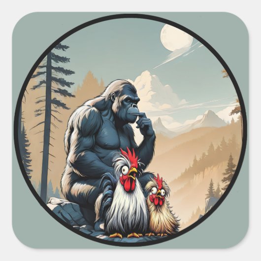  "Silkie Summit Selfie" Chessy Chicken Selfies Vierkante Sticker (Voorkant)