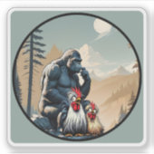  "Silkie Summit Selfie" Chessy Chicken Vinyl Sticker (Voorkant)