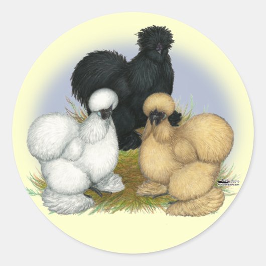 Silkie Trio Ronde Sticker (Voorkant)