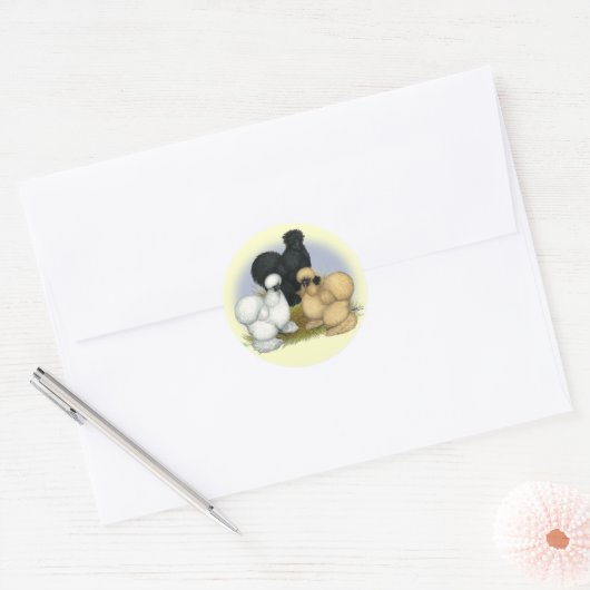 Silkie Trio Ronde Sticker (Envelop)