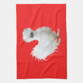 Silkie White Chicken on Red Tea Towel Theedoek (Verticaal)