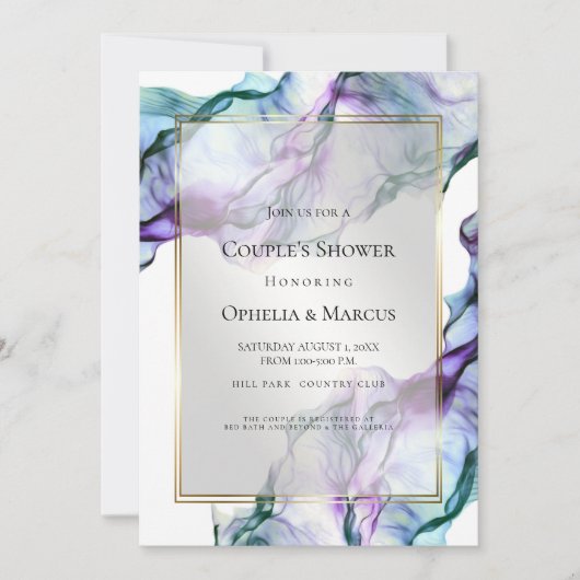 Silky Abstracte Indigo Waterverf Kaart (Voorkant)