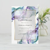 Silky Abstracte Indigo Waterverf Kaart (Staand voorkant)