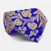 Silky Blue en light Gold floral gift Stropdas (Opgerold)