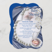 Silky Blue Pearl Baby shower Kaart (Voorkant / Achterkant)