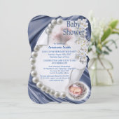 Silky Blue Pearl Baby shower Kaart (Staand voorkant)