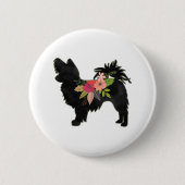 Silky Chihuahua Hondenras Boho Floral Silhouette Ronde Button 5,7 Cm (Voorkant)