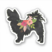 Silky Chihuahua Hondenras Boho Floral Silhouette Sticker (Voorkant)