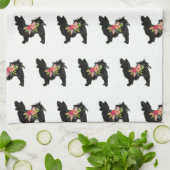 Silky Chihuahua Hondenras Boho Floral Silhouette Theedoek (Gevouwen)