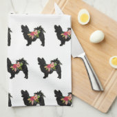 Silky Chihuahua Hondenras Boho Floral Silhouette Theedoek (Quarter Fold)