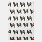 Silky Chihuahua Hondenras Boho Floral Silhouette Theedoek (Verticaal)