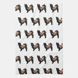 Silky Chihuahua Hondenras Boho Floral Silhouette Theedoek