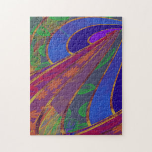 Silky Curved Lines Abstract in Rainbow-kleuren 2 Legpuzzel