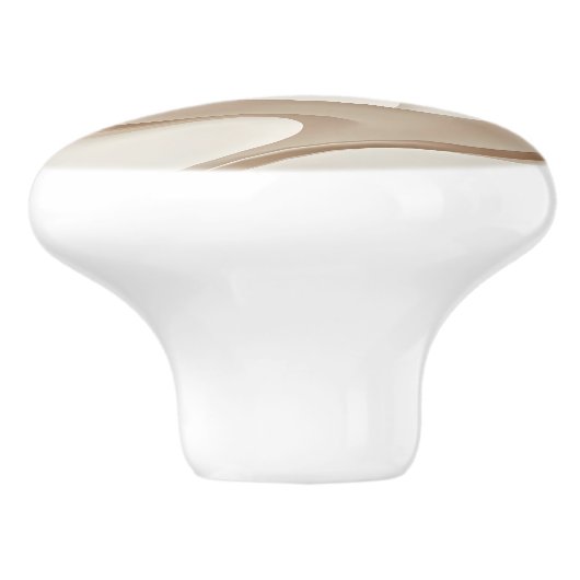 "Silky Dynamic Shapes" | Beige Abstracte kunst Keramische Knop (Zijkant)