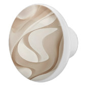 "Silky Dynamic Shapes" | Beige Abstracte kunst Keramische Knop (Rechts)