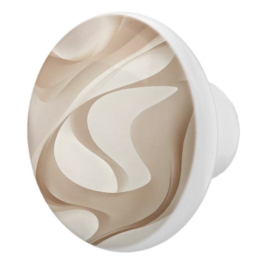 "Silky Dynamic Shapes" | Beige Abstracte kunst Keramische Knop (Rechts)