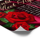 Silky Elegant Red Turkey Rozen Funeral Poem Sign Poster (Hoek)