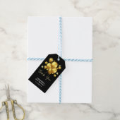 Silky Golden Balloons Stars Black Birthday Cadeaulabel (Met Touw)
