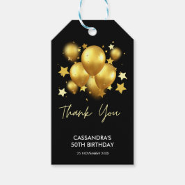 Silky Golden Balloons Stars Black Birthday Cadeaulabel