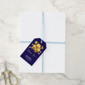 Silky Golden Balloons Stars Navy Verjaardag Cadeaulabel (Met Touw)