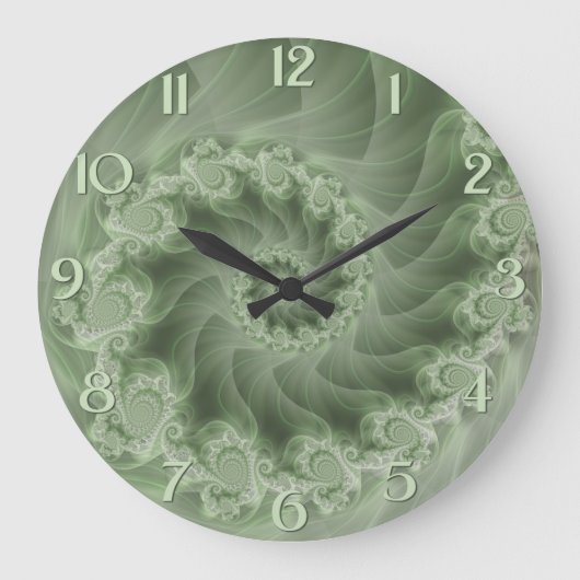 Silky Green Spiral Fractal Wall klok (Voorkant)