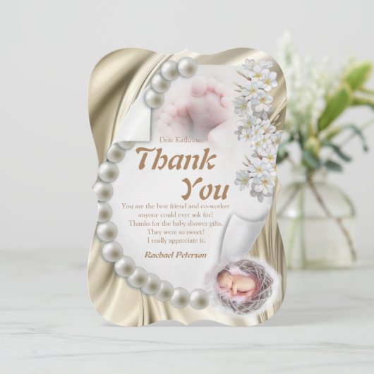 Silky Ivory Pearl Baby dan je kaart (Staand voorkant)