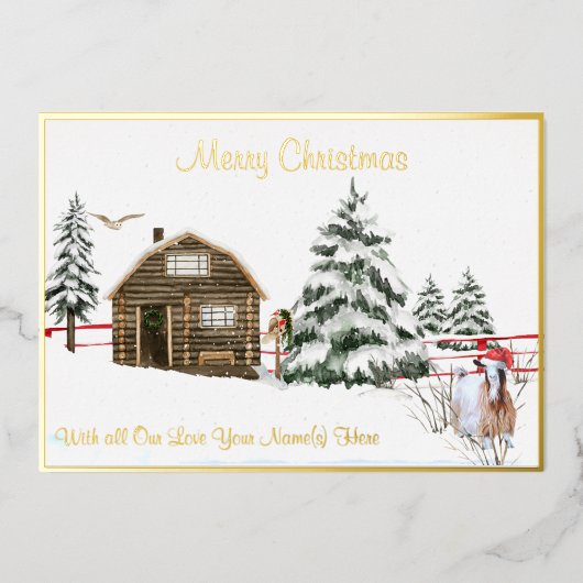 Silky Maggie Goat Folie Holiday Card Uitnodiging (Voorkant)