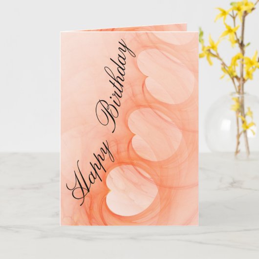 Silky Oranje Abstract Hart Kunstwerk Aangepast Kaart (Gele Bloem)