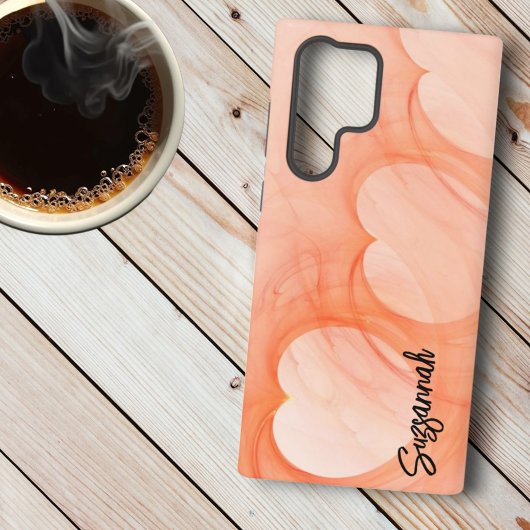 Silky Oranje Heart Line Abstract Kunst Aangepast Samsung Galaxy Hoesje