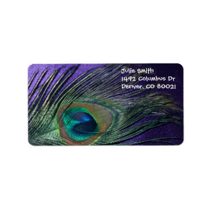 Silky Paarse Peacock Feather Etiket