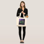 Silky Paarse Peacock Feather Grote Tote Bag (Voorkant (model))