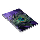 Silky Paarse Peacock Feather Notitieboek (Rechterzijde)