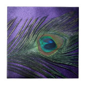 Silky Paarse Peacock Feather Tegeltje (Voorkant)