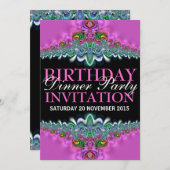Silky Pink Birthday Dinner Party Invitations Kaart (Voorkant / Achterkant)