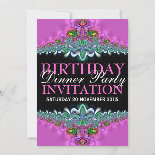 Silky Pink Birthday Dinner Party Invitations Kaart