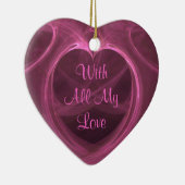 Silky Pink Heart Keepomwille Custom Keramisch Ornament (Rechts)