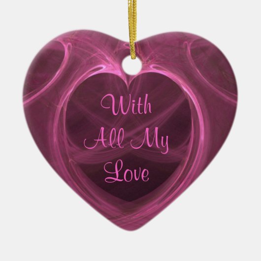 Silky Pink Heart Keepomwille Custom Keramisch Ornament (Voorkant)
