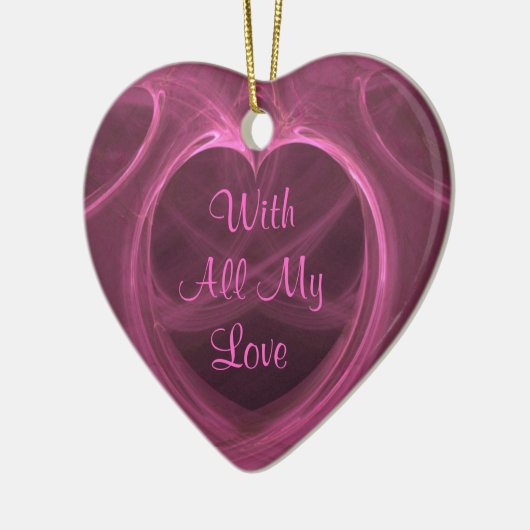 Silky Pink Heart Keepomwille Custom Keramisch Ornament (Links)