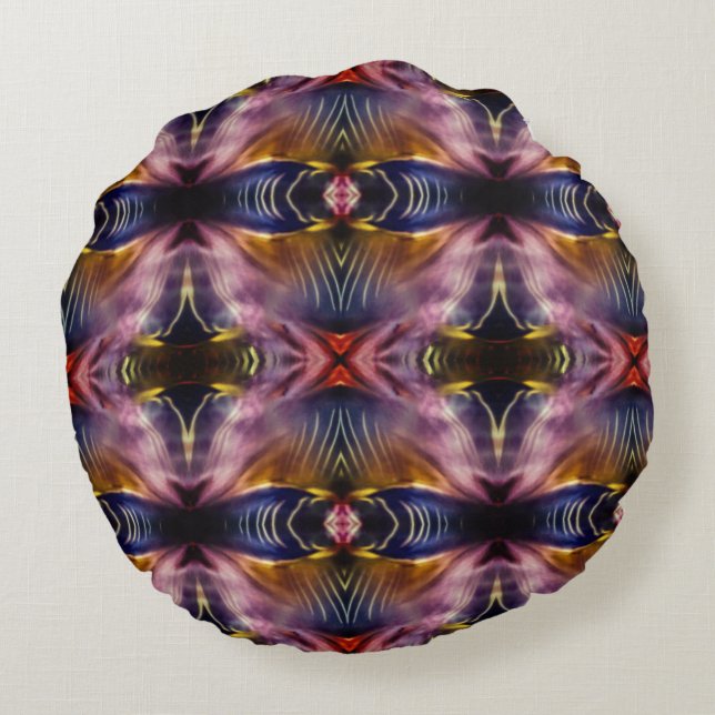 Silky repetitie in zwart-wit en woedend heeft de rond kussen (Achterkant)