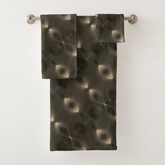 Silky repetition of oval 'infinite symbol', sepia bad handdoek (Insitu)