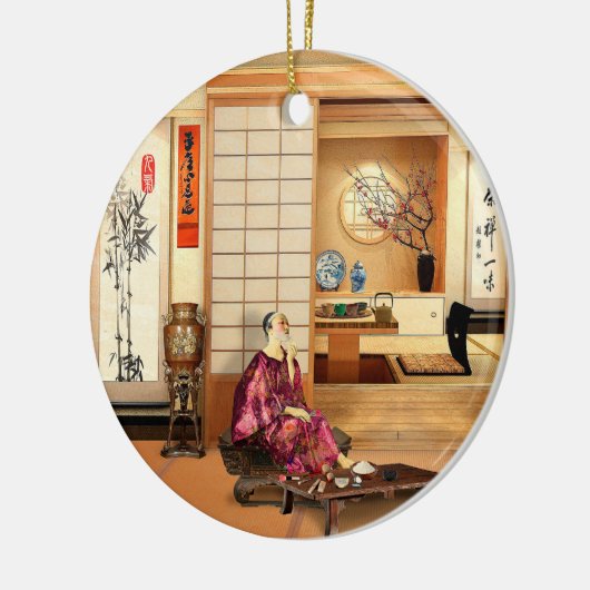 Silky Rice Poeder Keramisch Ornament (Links)