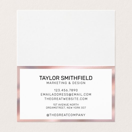 Silky Roos Gold Trendy Elegant Modern Visitekaartje (Binnenkant ongevouwen)