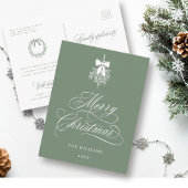 Silky Sage Holly Berry Bouquet Vrolijk kerstfeest Briefkaart