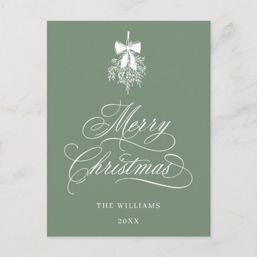 Silky Sage Holly Berry Bouquet Vrolijk kerstfeest Briefkaart (Voorkant)