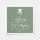 Silky Sage Romantische Kalligrafie Vrolijk Kerstfe Servet (Voorkant)