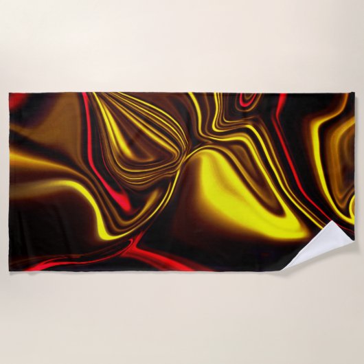 Silky strokken in rood en goud met donkere delen strandlaken (Voorkant)