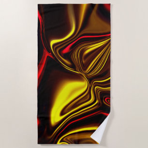 Silky strokken in rood en goud met donkere delen strandlaken