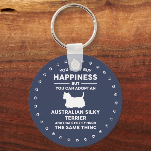 Silky Terrier Adoption Happiness Sleutelhanger (Voorkant)